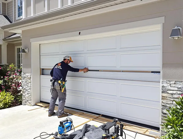 East Lyme Garage Door Repair team performing complete garage door replacement at East Lyme residence
