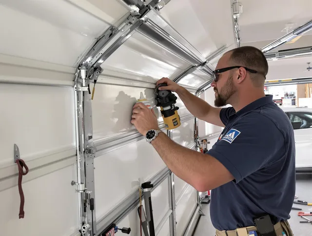 East Lyme Garage Door Repair technician quieting a noisy garage door in East Lyme
