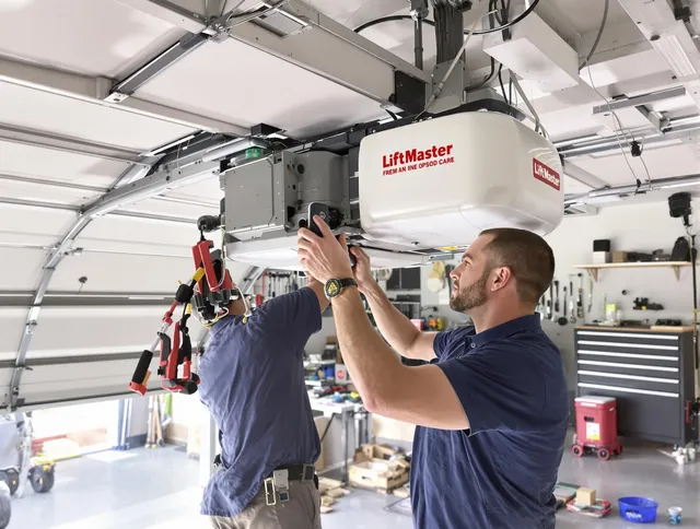 East Lyme Garage Door Repair technician performing advanced diagnostics on garage opener in East Lyme
